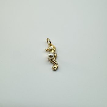 T26361 Alloy Seahorse Pearl Charm