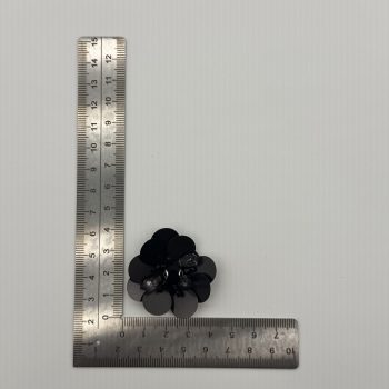 T26426 Fiori di paillettes nere opache