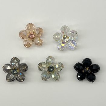 T26446 Faceted Beaded Flower Applique