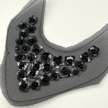 T25466 Black Floral Sequin Shoe Upper