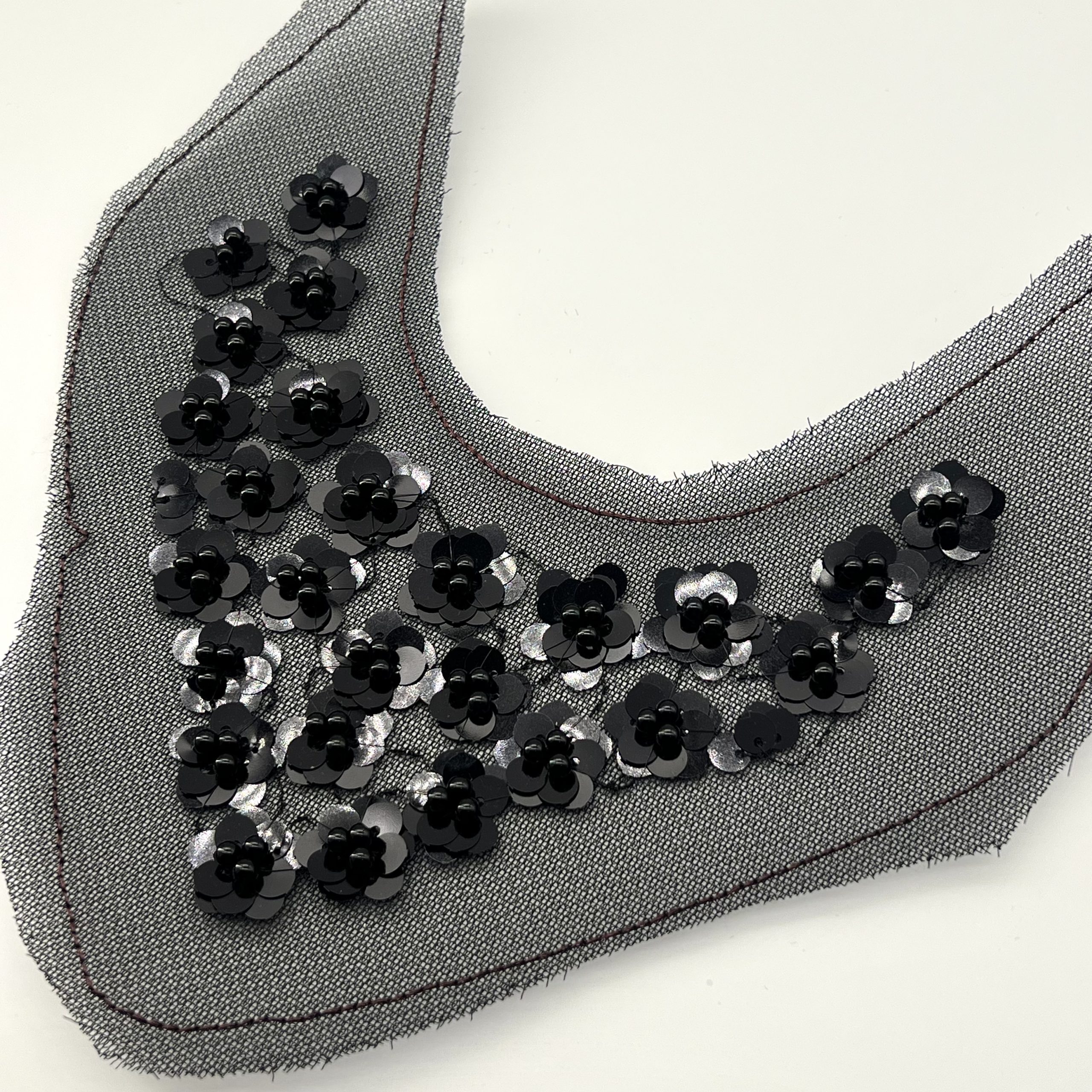 T25466 Black Floral Sequin Shoe Upper