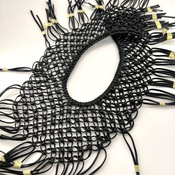Black openwork handwoven PU shoe upper T26581