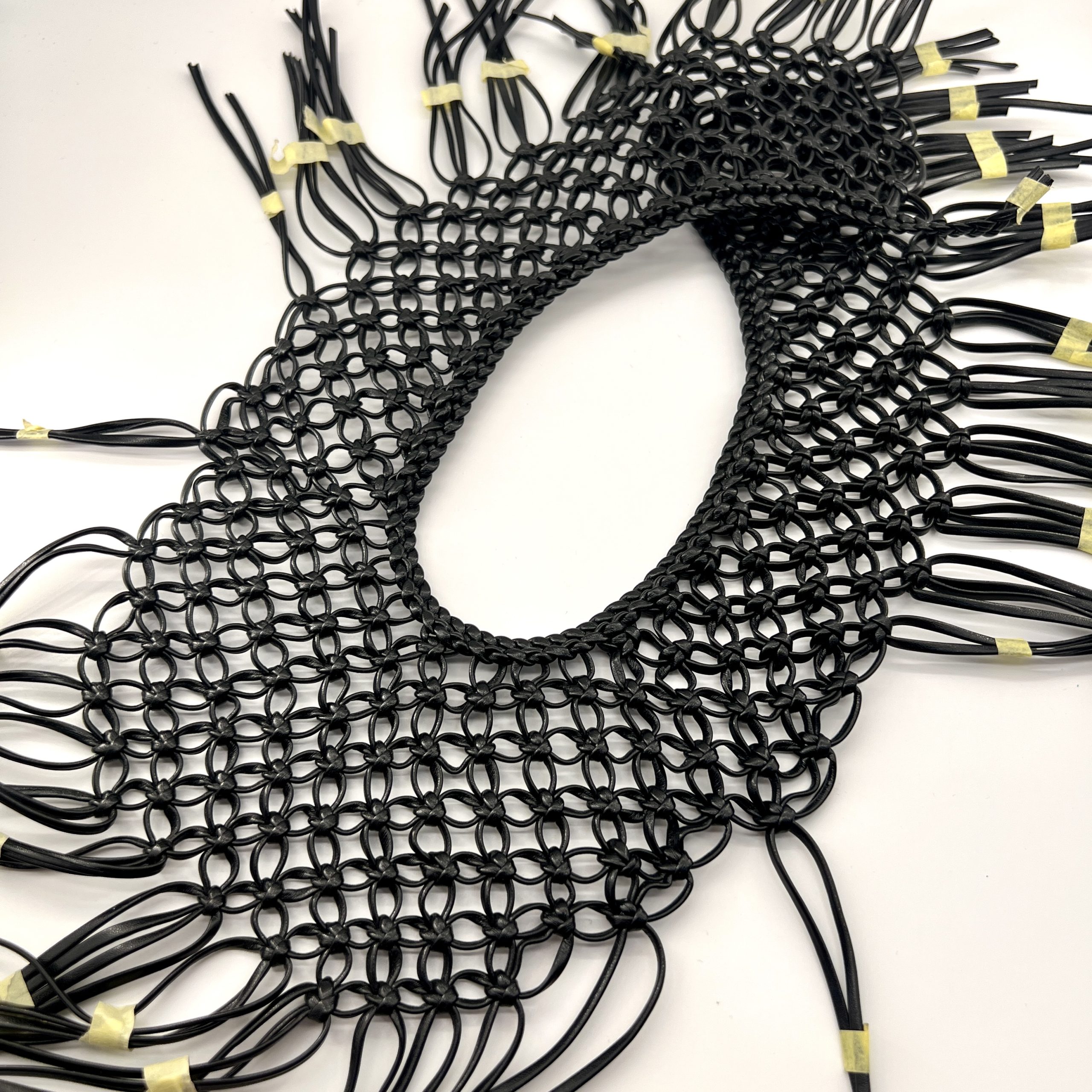 Black openwork handwoven PU shoe upper T26581