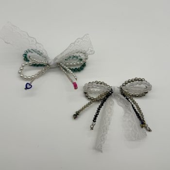 T26542 Crystal Bead Lace Bow Charm