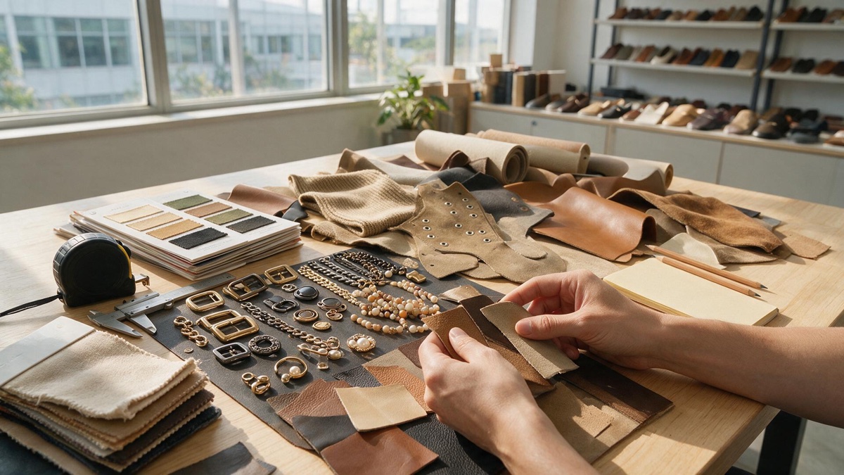 Illustrative material samples and hardware selection workspace